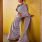 Lavender Tissue Silk Saree with Embroidered Border and Contrast Blue Blouse