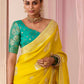 Marigold Yellow Weaving Silk Saree with Teal Blouse