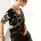 Royal Black Organza Saree with Black Embroidered Blouse – A Symphony of Power and Grace  Meta Description: