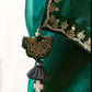 Peacock-Inspired Green &amp; Blue Tissue Silk Organza Saree with Embroidered Blouse
