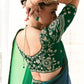 Peacock-Inspired Green &amp; Blue Tissue Silk Organza Saree with Embroidered Blouse