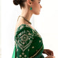 Peacock-Inspired Green &amp; Blue Tissue Silk Organza Saree with Embroidered Blouse