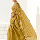 Mustard Tissue Silk Saree with Sequin Embellishments & Purple Embroidered Blouse