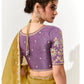 Mustard Tissue Silk Saree with Sequin Embellishments & Purple Embroidered Blouse