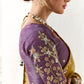 Mustard Tissue Silk Saree with Sequin Embellishments & Purple Embroidered Blouse