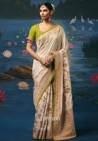 Devyani Weaving Handcrafted Saree In Ivory