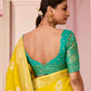 Marigold Yellow Weaving Silk Saree with Teal Blouse