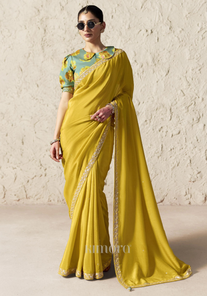 Vasantika Soft Silk Saree Yellow For Haldi