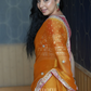Marigold Tissue Silk Saree Yellow With Stitched Blouse