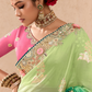 Shaded Green & Aqua Tussar Silk Saree