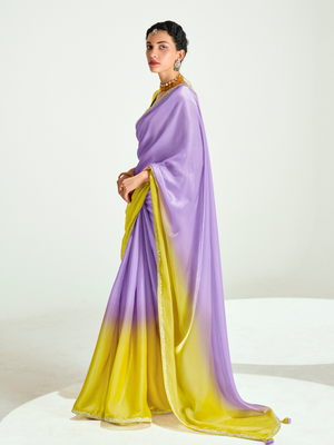 Yellow Shade Organza Saree