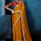 Marigold Tissue Silk Saree Yellow With Stitched Blouse