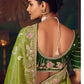 Olive Green Silk Saree with Hand Embroidery