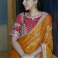 Marigold Tissue Silk Saree Yellow With Stitched Blouse