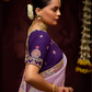 Lavender Banarasi Viscose Saree with Royal Purple Blouse