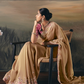 Beige Art Silk Saree with Embroidered Border and Pink Blouse