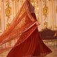 Aurelia Georgette Embroidered Anarkali Gown in Rust Red