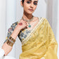 GRACEFUL YELLOW SAREE WITH FLORAL-PRINT BLOUSE – RADIANT ELEGANCE