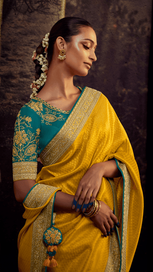 GOLDEN BLOOM KANJEEVARAM SAREE - Kimora.in