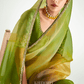 Satrangi Leaf Tissue Silk Saree In Green And Yellow
