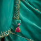 TEAL DESIGNER ORGANZA SAREE WITH HANDCRAFTED EMBROIDERED BORDER – BOLD, ELEGANT, UNFORGETTABLETeal Green Designer Organza Silk Saree