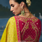Anvika Weaving Handcrafted Saree In Mustard Yellow And Rani Pink