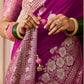 Wine Weaving Silk Saree with Pastel Pink Blouse