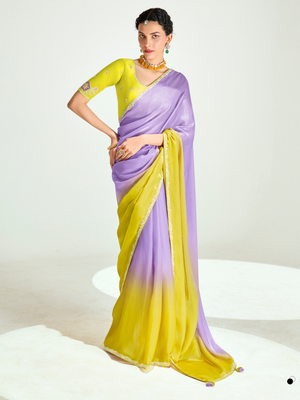 Yellow Shade Organza Saree