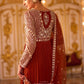 Aurelia Georgette Embroidered Anarkali Gown in Rust Red