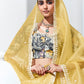 GRACEFUL YELLOW SAREE WITH FLORAL-PRINT BLOUSE – RADIANT ELEGANCE