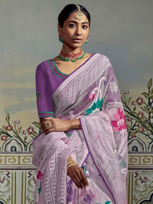 ORCHID PURPLE ORGANZA BRASSO SAREE