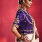 Naqsh Ivory Natural Silk Saree with Blue Corset-Style Blouse