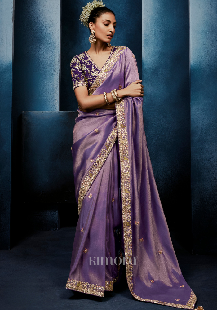 Wisteria Gadwal Tissue Silk Saree Purple