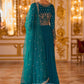 Zehra Georgette zari sequin detailing Ethnic Suit in Teal Blue