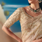 Beige Organza Tissue Silk Hand Embroidered Bridal Saree