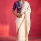 Naqsh Ivory Natural Silk Saree with Blue Corset-Style Blouse