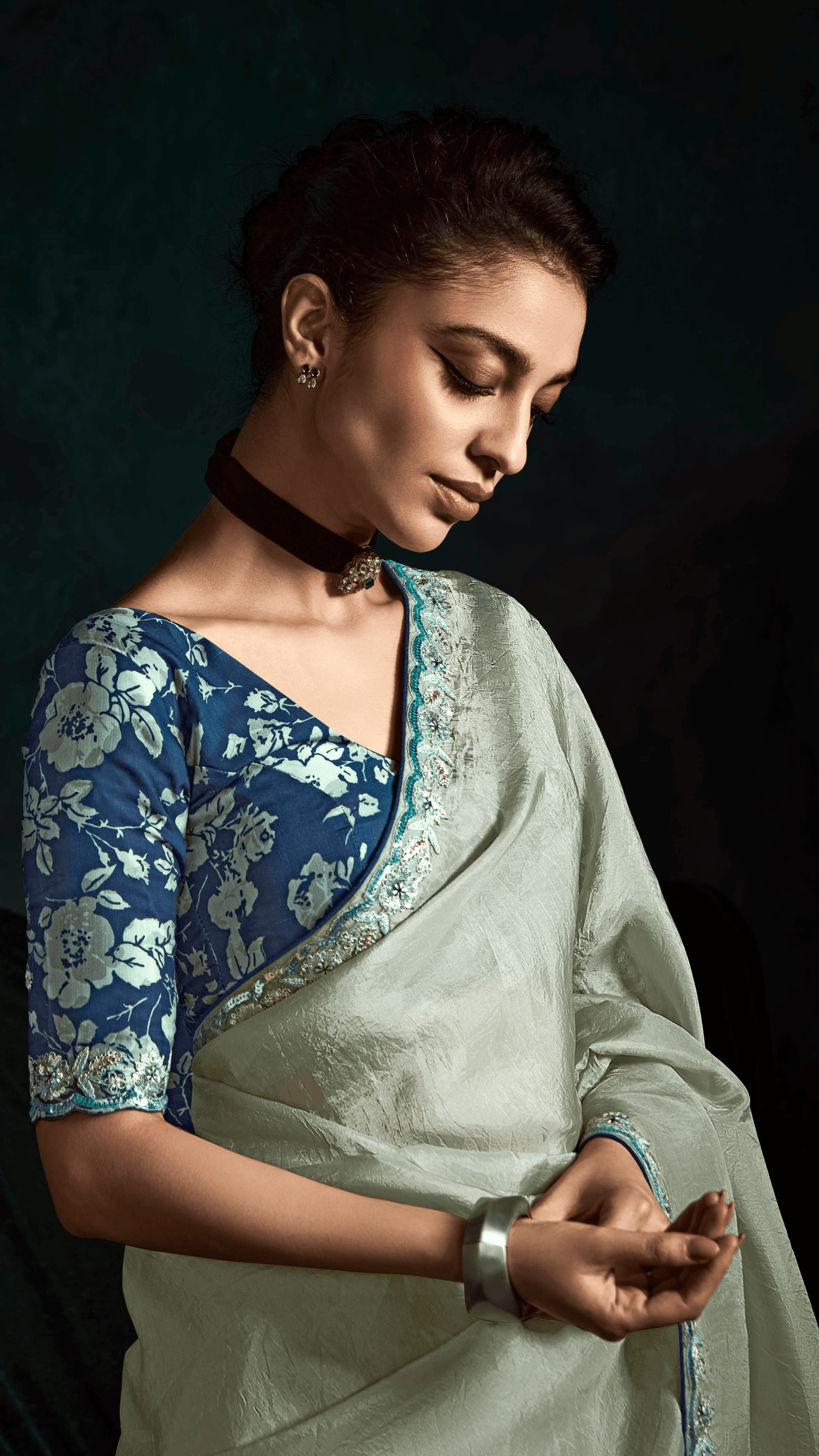 STUNNING SEE GREEN DESIGNER ORGANZA SAREE – A TOUCH OF ELEGANCE AND GRACE - Kimora.in