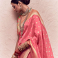 Pink Crape Saree with Golden Border