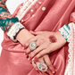 PINK SAREE WITH GREEN FLORAL BLOUSE – A GRACEFUL ETHNIC ENSEMBLE - Kimora.in