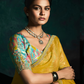 Yellow Organza Tissue Saree with Crush Effect & Printed Blouse