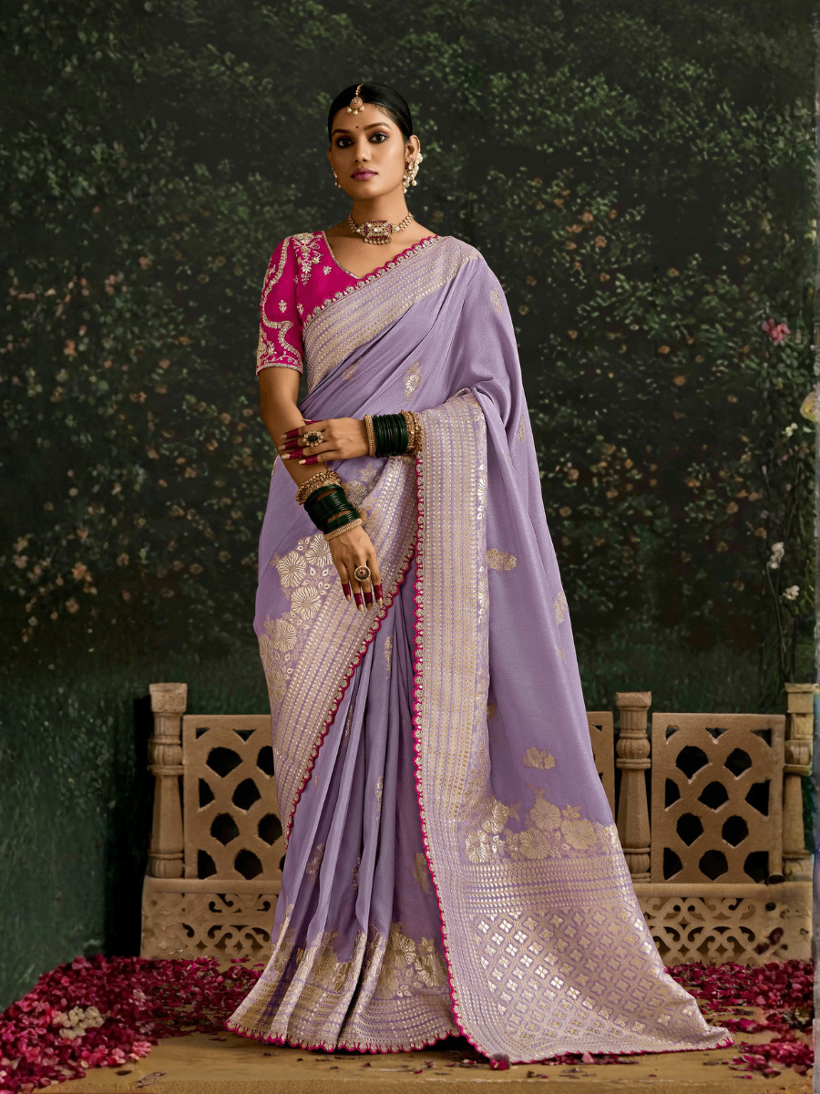 Charm Banarasi Dola Silk Saree in Purple