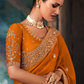 Orange Fancy Silk Saree with Silver Thread Work and Embroidered Blouse