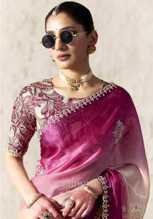 Madhulika Soft Silk Saree Pink Ombré