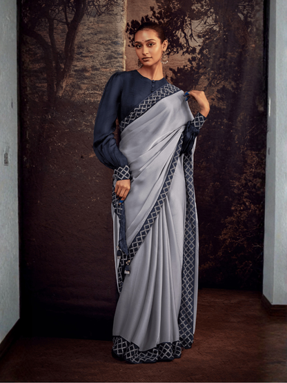Moonlight Silk Saree in Gray