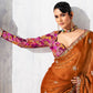 Orange Fancy Silk Saree With Work and Designer Blouse