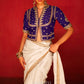 Naqsh Ivory Natural Silk Saree with Blue Corset-Style Blouse