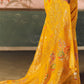 Yellow Pure Georgette Bandhani Saree With Zari Work and Contrast Blouse
