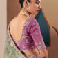 Light Green Fancy Fabric Saree with Thread & Sequin Work and Purple Blouse