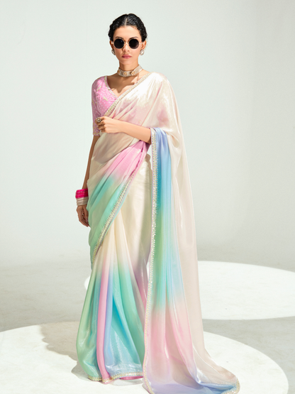 Multi Shade Organza Saree