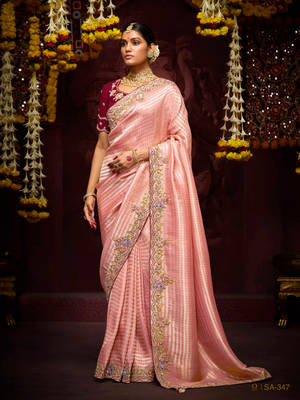 Blossom Pink Banarasi Silk Saree